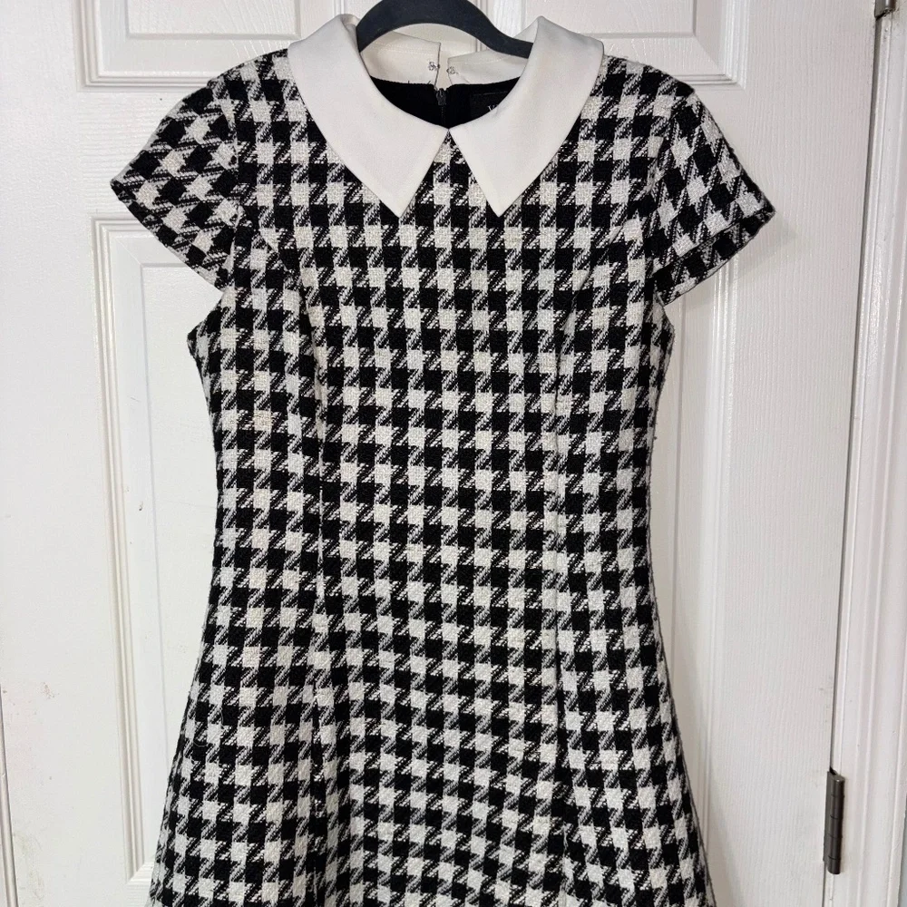 HOUNDS TOOTH COLLARED DRESS - Picture 1 of 4